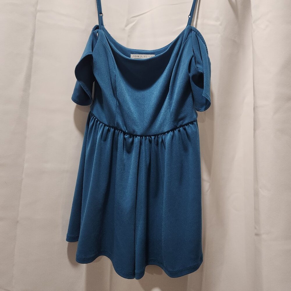 Sale - Urban Outfitters Small teal off shoulder romper